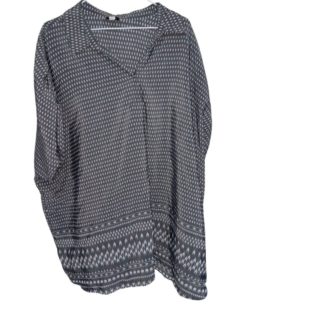 Kim Rogers Women's Pullover Shirt Short Sleeve Gray and White Size 2XL